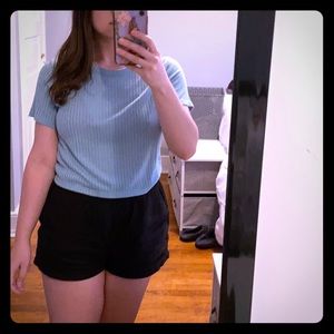 Teal boxy ribbed crop top